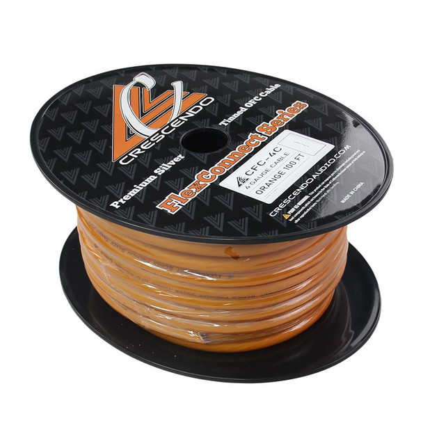 Crescendo Audio FlexConnect OFC 4 Gauge ORANGE (100FT Spool) 