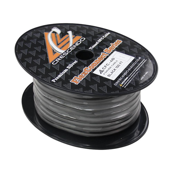 Crescendo Audio FlexConnect OFC 4 Gauge BLACK (100FT Spool) 