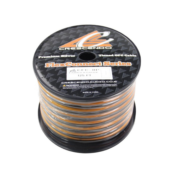 Crescendo Audio FlexConnect OFC Paired 8 Gauge Cable (125ft Spool)