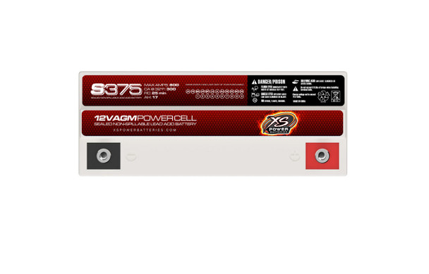 XS Power S375 - 12V AGM Starting Battery, Max Amps 800A CA 190A