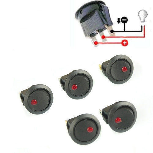 RED LED SPST SNAP IN ROCKER SWITCH