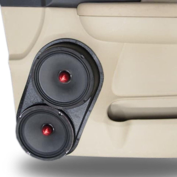  DOWN4SOUND PODS | DUAL 8" SPEAKER PODS FOR THE FRONT DOOR OF A 07-09 GM FULL SIZE TRUCK UPPER HANDLE 