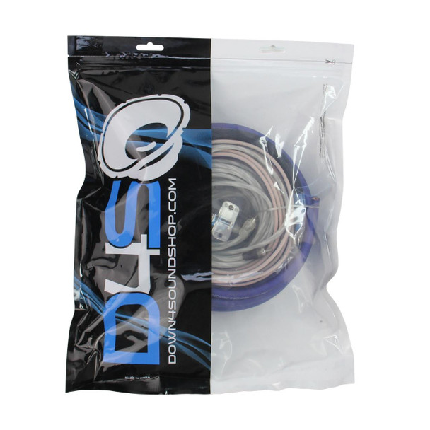  DOWN4SOUND |  D4S-44GKITOFC-BLCL |  4 GAUGE 4-CHANNEL OFC AMPLIFIER KIT - BLUE / CLEAR 