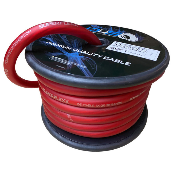 Down4Sound 2/0 OFC SILVER TINNED Wire Red BY THE FOOT