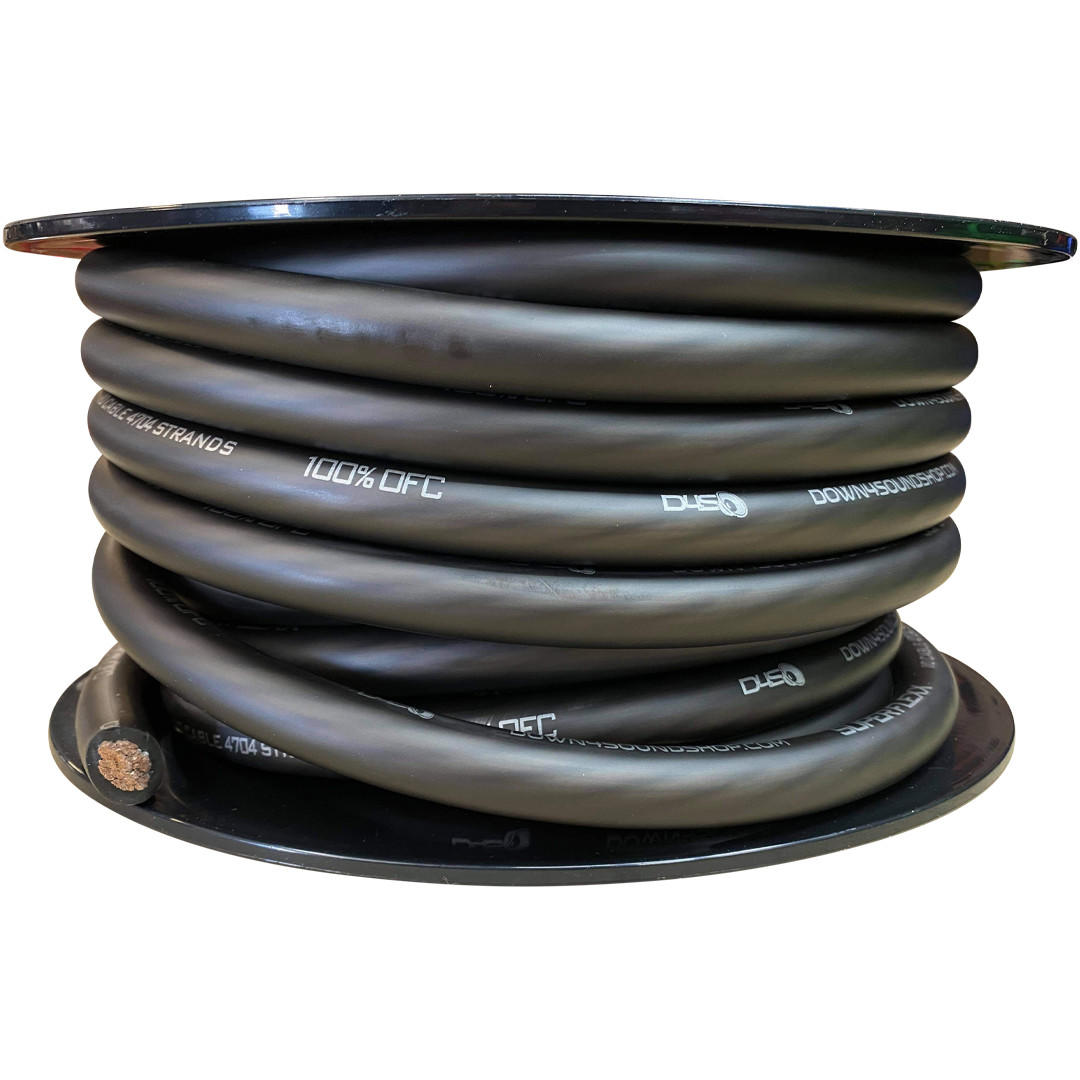 Down4Sound 1/0 Tinned OFC Wire (Black) - By the Foot