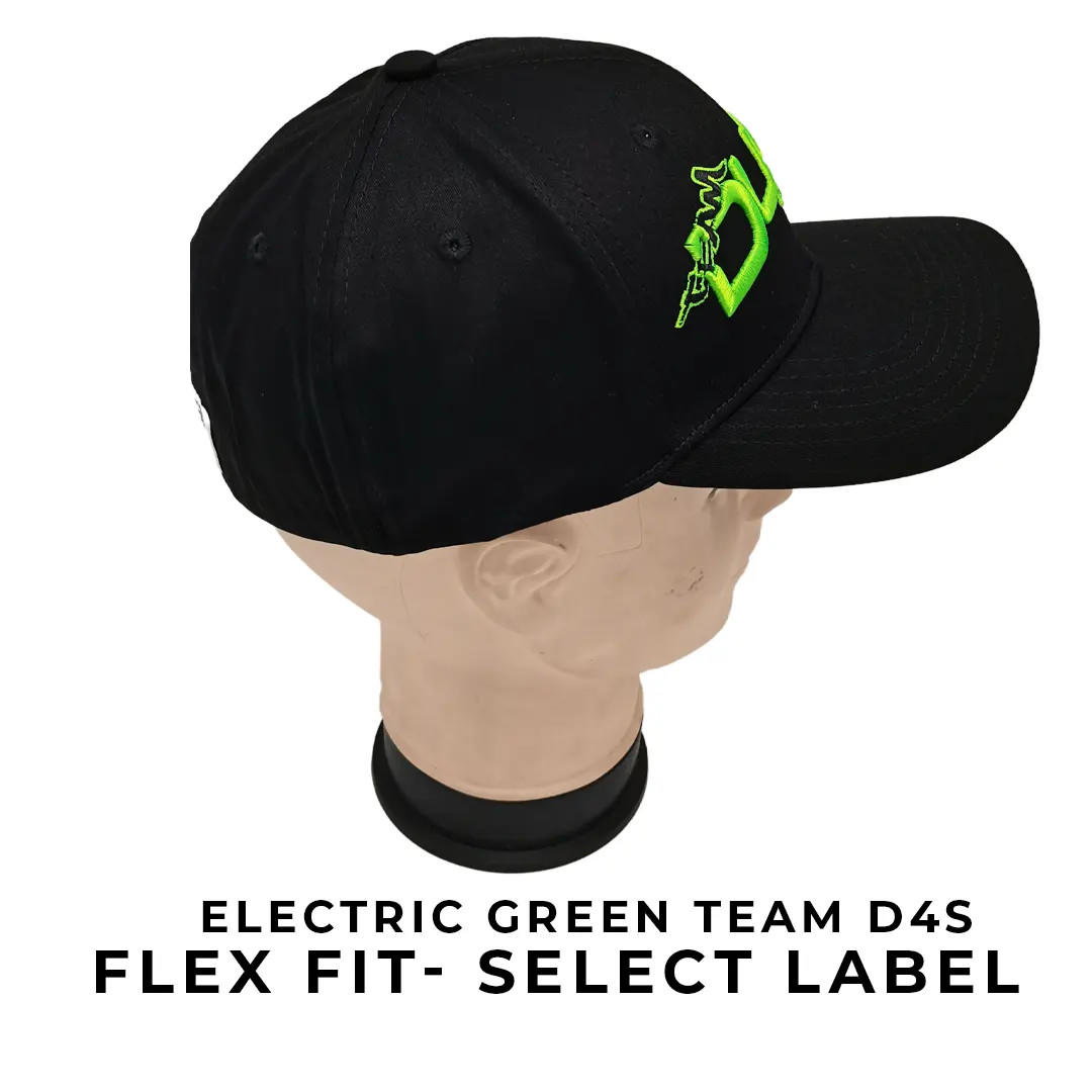 DOWN4SOUND | TEAM D4S ELECTRIC GREEN SELECT LABEL FLEX FIT CURVED
