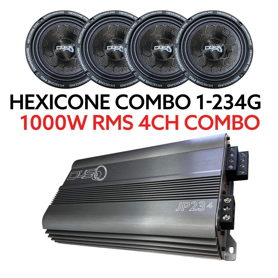 4 - Hexicone - 6.5 Inch midrange speakers + JP234 Gray Amplifier - 1000W  RMS COMBO