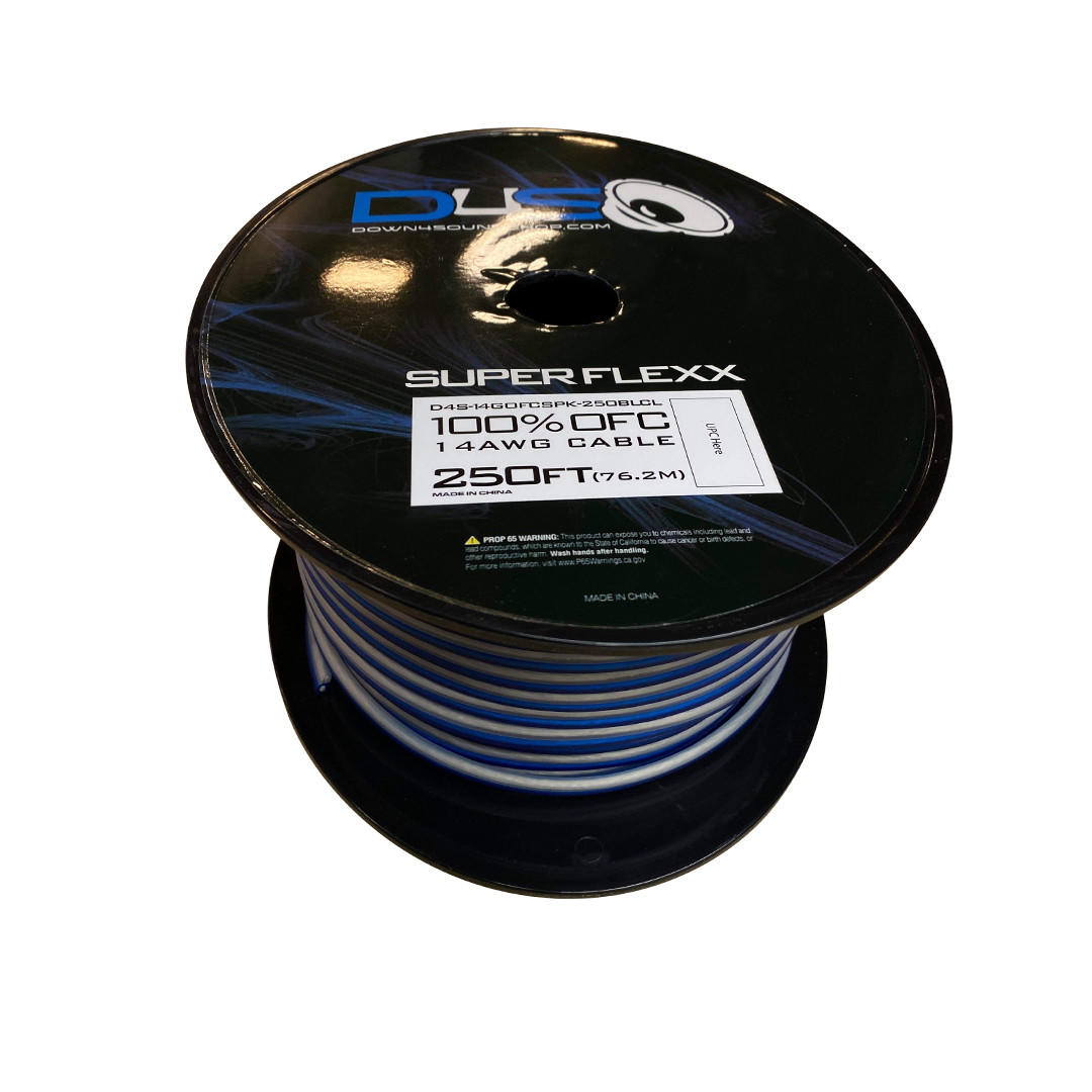 Down4Sound 250' 14G OFC Speaker Wire (Blue&Clear) - Down4Sound Shop