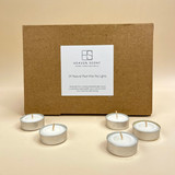 Wholesale, box of 24 cream 4-hour tealights made with 100% natural plant wax.