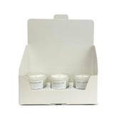 Wholesale, Heaven Scent bespoke label 3x votive gift box frosted glass candles made with natural, soy, vegan wax and fragrance & essential oils