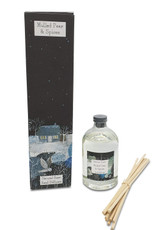 Wholesale, wild illustrated box/label 100ml clear bottle reed diffuser kit, made with an alcohol-free base blended with essential/fragrance oils. Aroma: Mulled Pear & Spice. Illustration: Barn Owl, Winter Cottage. Wholesale, wild illustrated box/label 100ml clear bottle reed diffuser kit, made with an alcohol-free base blended with essential/fragrance oils. Aroma: Mulled Pear & Spice. Illustration: Barn Owl, Winter Cottage.