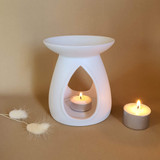 Wholesale, white ceramic oil burner for essential/fragrance oils, simmering salts and wax melts.