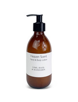 Wholesale, bespoke label 250ml brown glass bottle with pump, 99% natural almond oil, shea butter, argan oil base, hand & body lotion, essential oil. Aroma: Lime, Basil & Mandarin