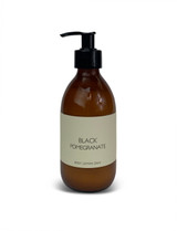 Wholesale, bespoke label 250ml brown glass bottle with pump  vegan hand & body lotion. Aroma:  Black Pomegranate