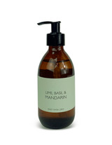 Wholesale, HERITAGE RANGE 250ml brown glass bottle with pump, vegan body gel wash, essential oil. Aroma: Lime, Basil & Mandarin