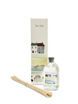 Heaven Scent 100ml Illustrated Coastal Range Reed Diffuser in an illustrated box with natural reed sticks, in Sea Salt aroma.