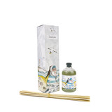 Heaven Scent 100ml Illustrated Coastal Range Reed Diffuser in an illustrated box with natural reed sticks. Aroma: Seafarer  Illustration: Fisherman