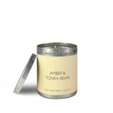 Heaven Scent Natural Soy, Coconut & Rapeseed Candle in a 200ml Tin with Heritage Coloured Labels. Aroma: Amber & Tonka Bean