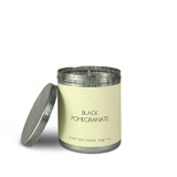 Heaven Scent Natural Soy, Coconut & Rapeseed Candle in a 200ml Tin with Heritage Coloured Labels. Aroma: Black Pomegranate