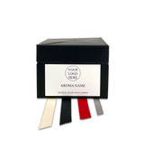 Wholesale, bespoke label large 12x8cm 3-wick candles made with natural, soy, vegan wax and fragrance & essential oils, in a black gift box with ribbon.