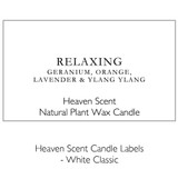Wholesale, bespoke label large 12x8cm 3-wick matt white candles made with natural, soy, vegan wax and fragrance & essential oils, in a gift box with ribbon. White Classic - Heaven Scent Branded Candle Labels