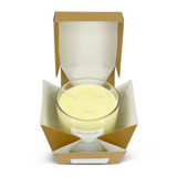 Wholesale, bespoke label large 12x12cm 3-wick white matt glass candles made with natural, soy, vegan wax and fragrance & essential oils, in a gift  box with ribbon.