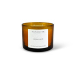 Wholesale, bespoke label large Amber 12x8cm 3-wick candles made with natural, soy, vegan wax and fragrance & essential oils, in a bag with ribbon.