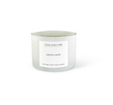 Wholesale, bespoke label large white matt 12x8cm 3-wick candles made with natural, soy, vegan wax and fragrance & essential oils, in a bag with ribbon.