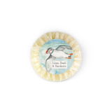 Heaven Scent's natural 45g vegan, natural pebble soaps are made in the UK and complement our Coastal Illustrated range of candles and diffusers. Aroma: Lime, Basil & Mandarin; Illustration: Puffins