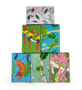 Heaven Scent's new Natural base, triple-milled, cold pressed soaps presented in beautifully illustrated boxes designed by Sarah Pettitt. Aroma: Inspiration; Illustration: Jungle Birds