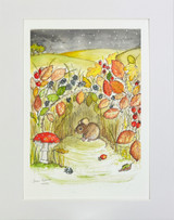 Sarah Pettitt's beautiful box art designs are now available in mounted A4 prints exclusively for Heaven Scent. Illustration: Mouse, Hedgerows