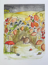 Sarah Pettitt's beautiful box art designs are now available in unmounted A4 prints exclusively for Heaven Scent. Illustration: Mouse, Hedgerows