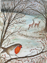 Sarah Pettitt's beautiful box art designs are now available in unmounted A4 prints exclusively for Heaven Scent. Illustration: Robin, Plum Pudding