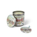 Heaven Scent Natural Soy, Coconut & Rapeseed Candle in a 200ml Tin with an illustrated  label. Aroma: Greenhouse (Tomato & Blackcurrant); illustration: Flowers