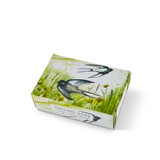 Heaven Scent's new Natural base, triple-milled, cold pressed soaps presented in beautifully illustrated boxes designed by Sarah Pettitt. Aroma: Sea Salt & Spray; Illustration: Swallow