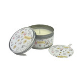 Heaven Scent's new summer range 100ml travel candles are made from natural, vegan, soy and rapeseed wax. Illustrated with: Seaweed and Fragranced with: Sea Salt & Spray