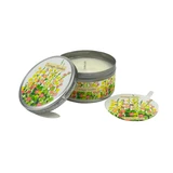 Heaven Scent's new summer range 100ml travel candles are made from natural, vegan, soy and rapeseed wax. Illustrated with: Cottage Garden and Fragranced with: Rose & Patchouli