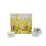Heaven Scent's new summer range illustrated box of 9 tealights are made from natural, vegan, soy and rapeseed wax. Illustrated with: Cottage Garden and Fragranced with: Rose & Patchouli