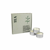 Wholesale, Green Botanical Range box of 9 tealight candles made with natural, soy, vegan wax and fragrance & essential oils. Aroma: Tea