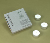 Wholesale, Green Botanical Range box of 9 tealight candles made with natural, soy, vegan wax and fragrance & essential oils. Aroma: Celandine