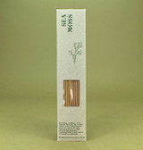 10 Green Botanical Sea Moss incense sticks by Heaven Scent in a recycled card pack with plant folklore illustration.