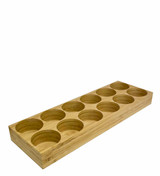 Bamboo plank incense stand to hold 12 glass tubes, perfect for vending incense.