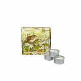 Heaven Scent tealights 20cl alongside an illustrated gift box which holds 9 scented tealights. Aroma: Bergamot Lemon & Grapefruit; Illustration: Primrose Lane
