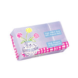 A Heaven Scent new spring/summer 150g natural soap bar, wrapped in an illustrative recyclable paper. Aroma: Pink Pepper & Bergamot; Illustration: Blue & White Vase of Carnations