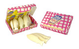 A Heaven Scent new SUMMER wax melt sardines alongside their matching illustrated gift box. Aroma: Sea Salt & Spray; Illustration: Sardines in a tin