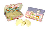 A Heaven Scent new SUMMER wax melt croissants alongside their matching illustrated gift box. Aroma: Blackcurrant & Sweet Vanilla; Illustration: Coffee pot, croissant