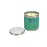 Heaven Scent Modern Botanical natural, soy, vegan 200ml Travel Tin Candle poured in Wiltshire. Aroma: Holiday Hoopla, Nutmeg, Warm Ginger