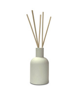 Heaven Scent Hand-poured reed diffuser in a range of 8 different coloured ceramic bottles, available in a range of 90 aromas. White.