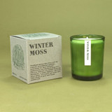 Heaven Scent Winter Moss Green Botanical 20cl scented candles, poured in green glass with an illustrated box, made in the UK from sustainable plant wax