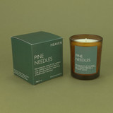 Heaven Scent Pine Needles Christmas festive vegan natural soy and plant wax rich tree green presentation box against a green botanical background